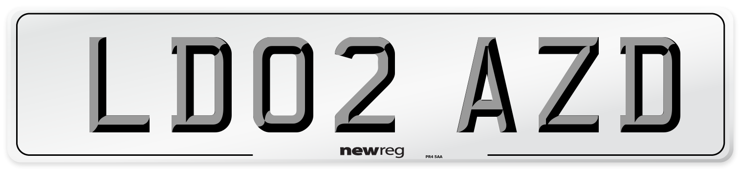 LD02 AZD Number Plate from New Reg